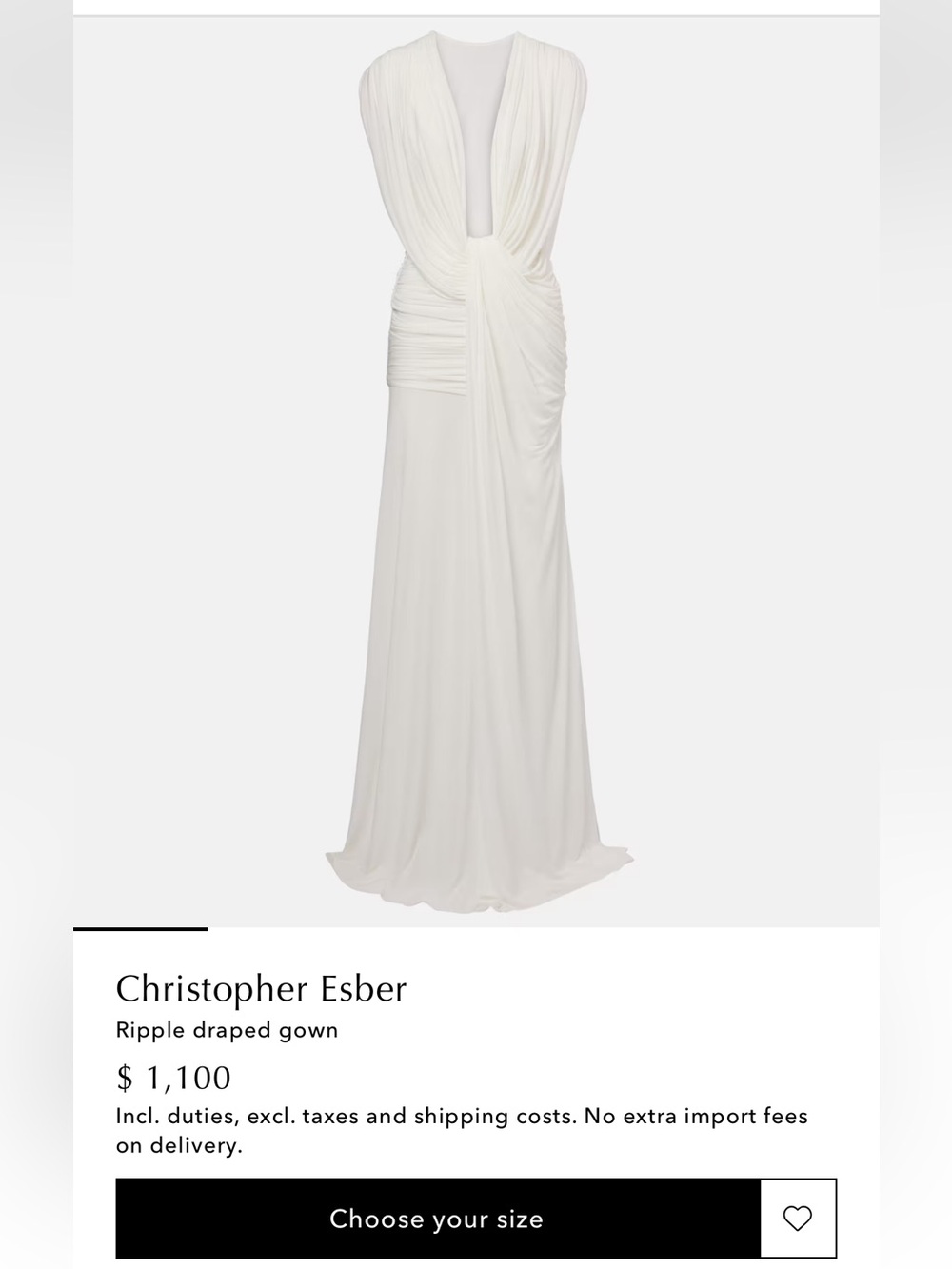 Christopher Esber Ivory Ripple Draped Gown